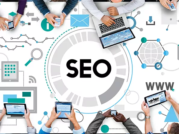 SEO agency team reviewing website performance data for a Reading business
